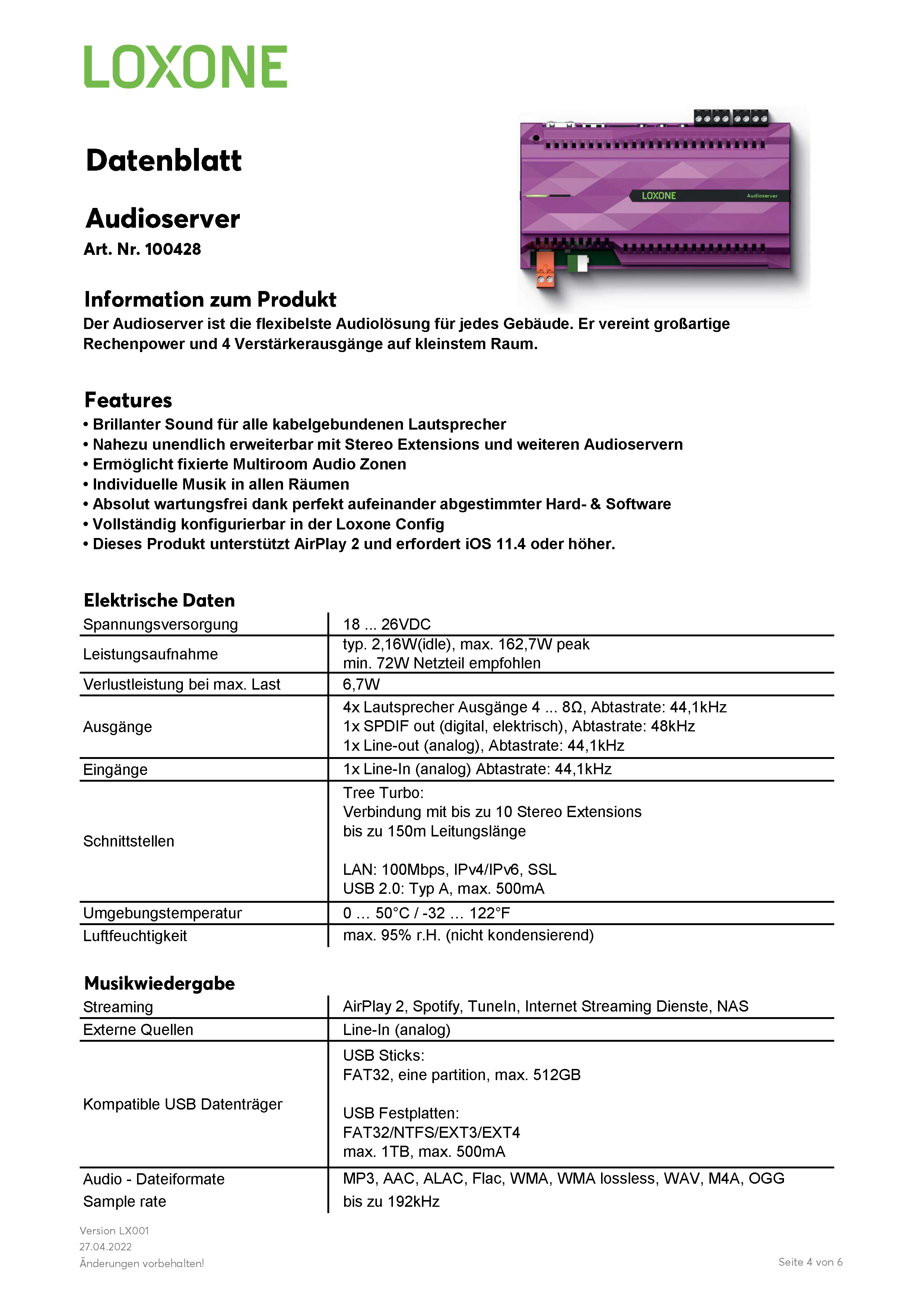 LOXONE Audioserver